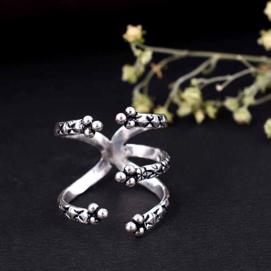 Handmade Silver Arthritis Ring, Triple Band Splint, Adjustable Tribal ...