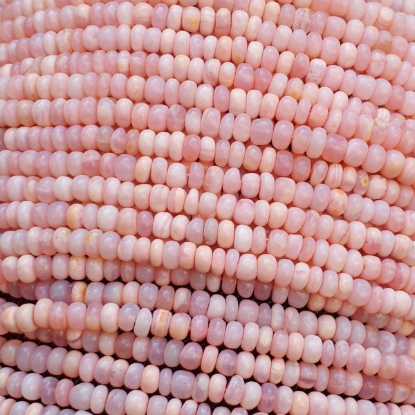 Grade AAA Pink Opal Beads 7 mm, 13" Inches Full Strand Beads Smooth Beads Rondelle Shape AAA Grade