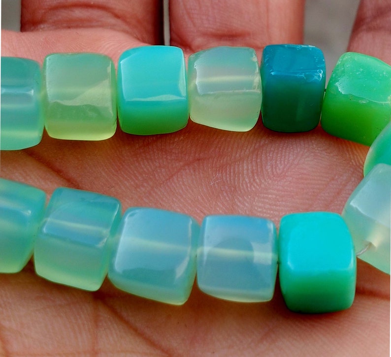 Chrysoprase Beads Chrysoprase Cube  Smooth Beads Jewelry Beads Chrysoprase 6/'/' Inches Full Strand Natural Gemstone Beads