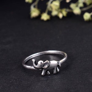 Elefant Messing Ring: Handgemacht Messing versilbert, verstellbar Boho Schmuck