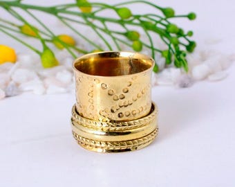 Anello girevole in ottone placcato oro, anello antistress, fatto a mano