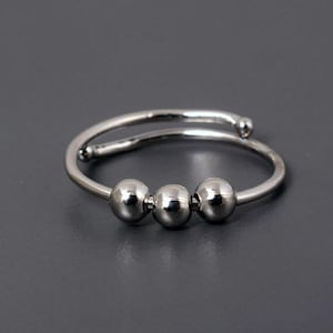 silver brass Fidget Ring for Anxiety, Adjustable Worry Ring, ADHD Jewelry, Stress Relief Spinner Ring, Dainty Stacking  Silver Ring