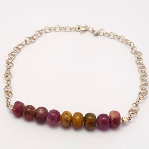 Natural Ruby Bracelet – 6mm Smooth Rondelle Gemstones, 925 Sterling Silver | Elegant Handmade Gift for Women