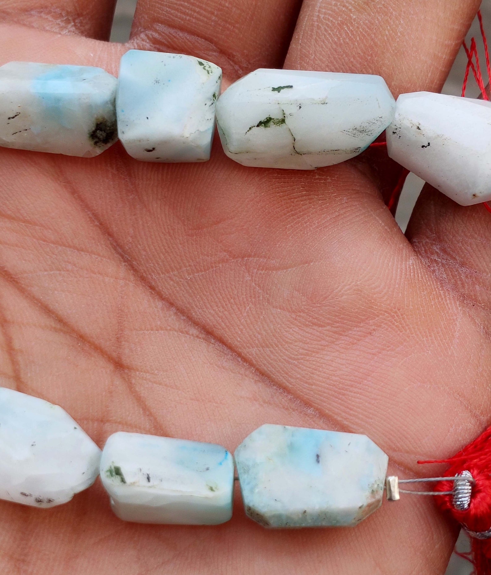 Natural Blue Larimar Beads Faceted Nugget Genuine Real Larimar Etsy