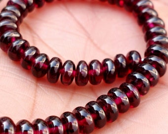 A+++ Quality Rhodolite Garnet 16'' Inches Full Strand Rondelle Smooth Beads