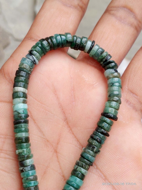 Natural Emerald Tube Smooth Beads Strand 13 Inch 56 CT 4 6-4 9 MM 