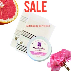 Aroma Prodigy - exfoliate mitt / geranium & grapefruit aromatherapy body butter gift box • exfoliate glove • exfoliate  • exfoliate and peel