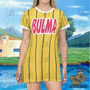 Bulma&#39;s Yellow Baseball T-Shirt Dress (AOP) DB *inspired*