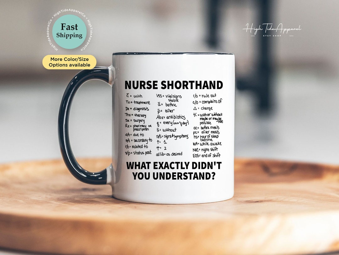 Nurse Shorthand Coffee Mug Nursing Student RN Gift Gift for Nurse Nurse ...