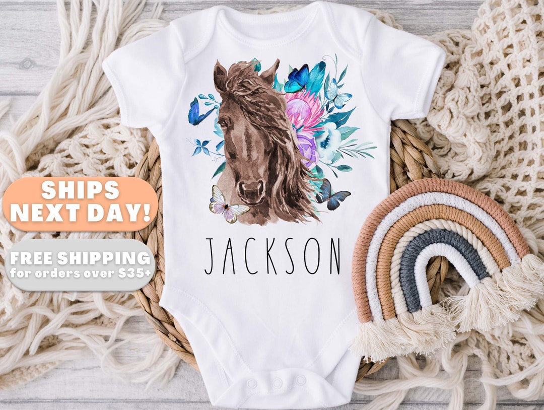 Horse Onesie Baby Onesie® Farm Baby Clothes Personalized Horse Baby