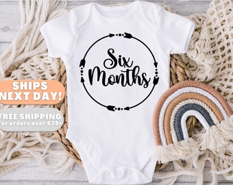 Six Month Milestone Onesie 6 Month Onesie for Baby Boy 6th Milestone Bodysuit for Baby Baby Shower Gift Month Birthday Onesie