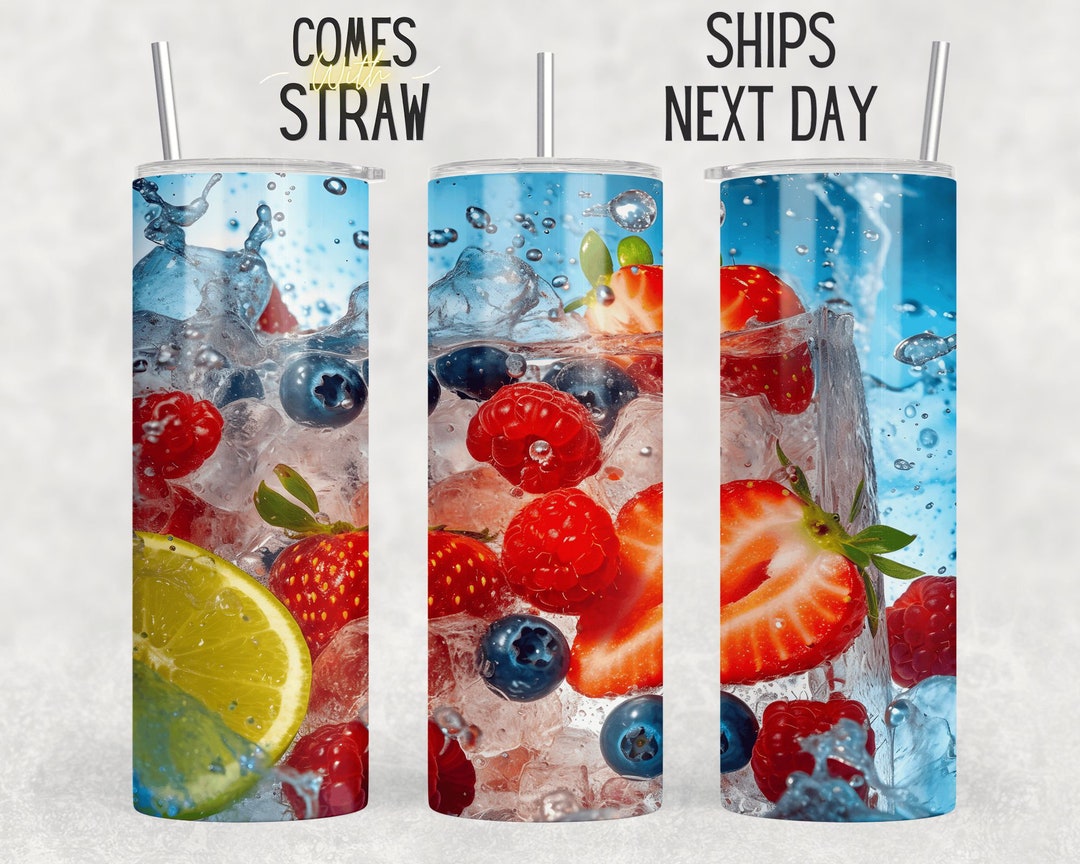 3D Fruit Tumbler, Strawberry Tumbler, Summer Tumbler With Straw, Summer