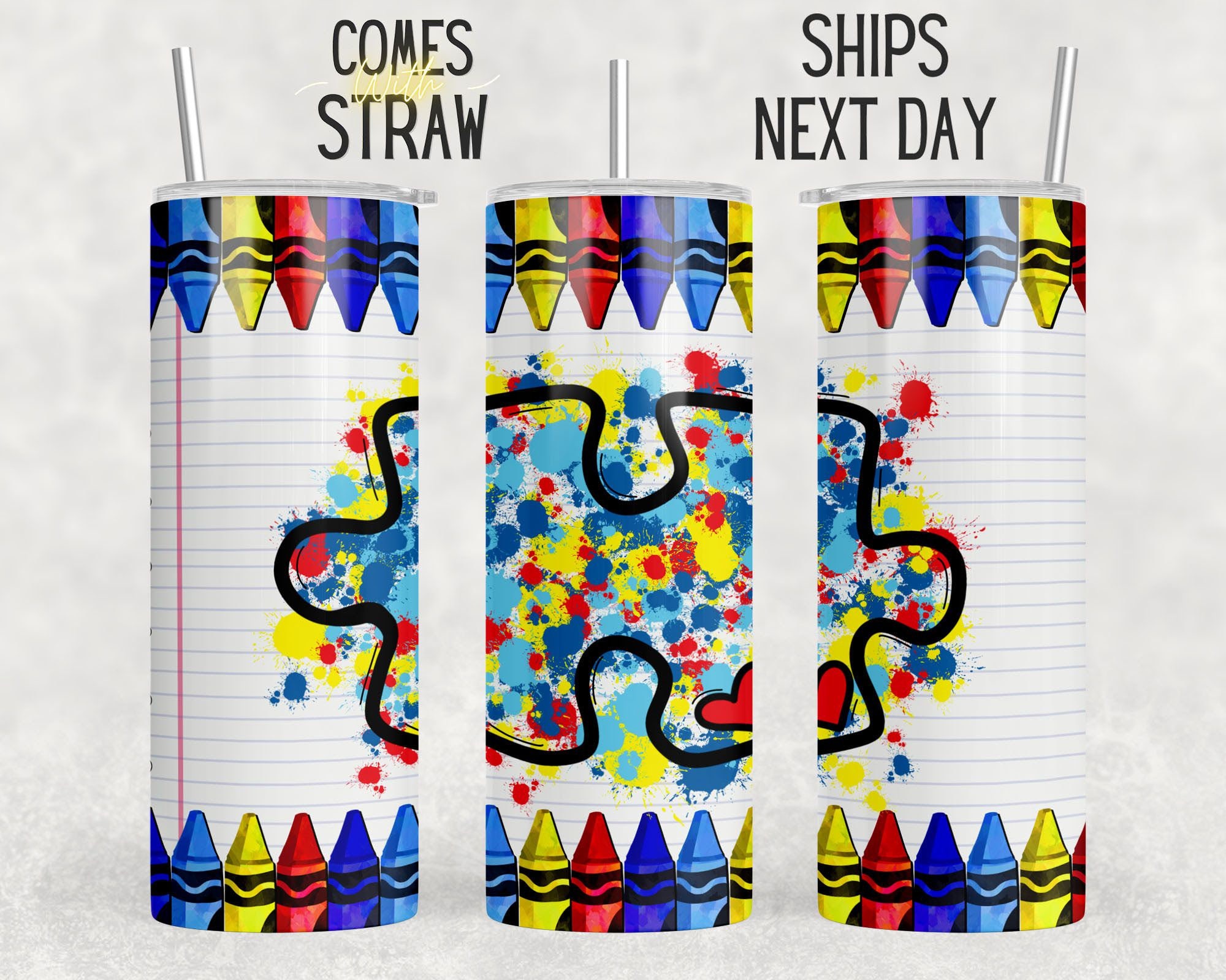 Autism Puzzle Tumbler Autism Awareness Month Tumbler Etsy