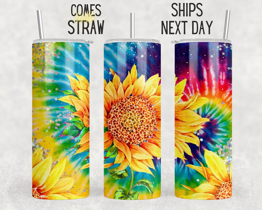 Sunflower Tumbler With Lid and Straw, Sunflower Gifts for Women