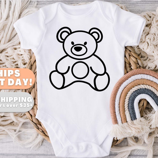 Teddy Bear Baby Bodysuit Etsy