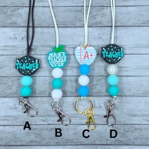 Silicone Beaded Teacher Lanyard: Breakaway Clasp, Lobster Claw