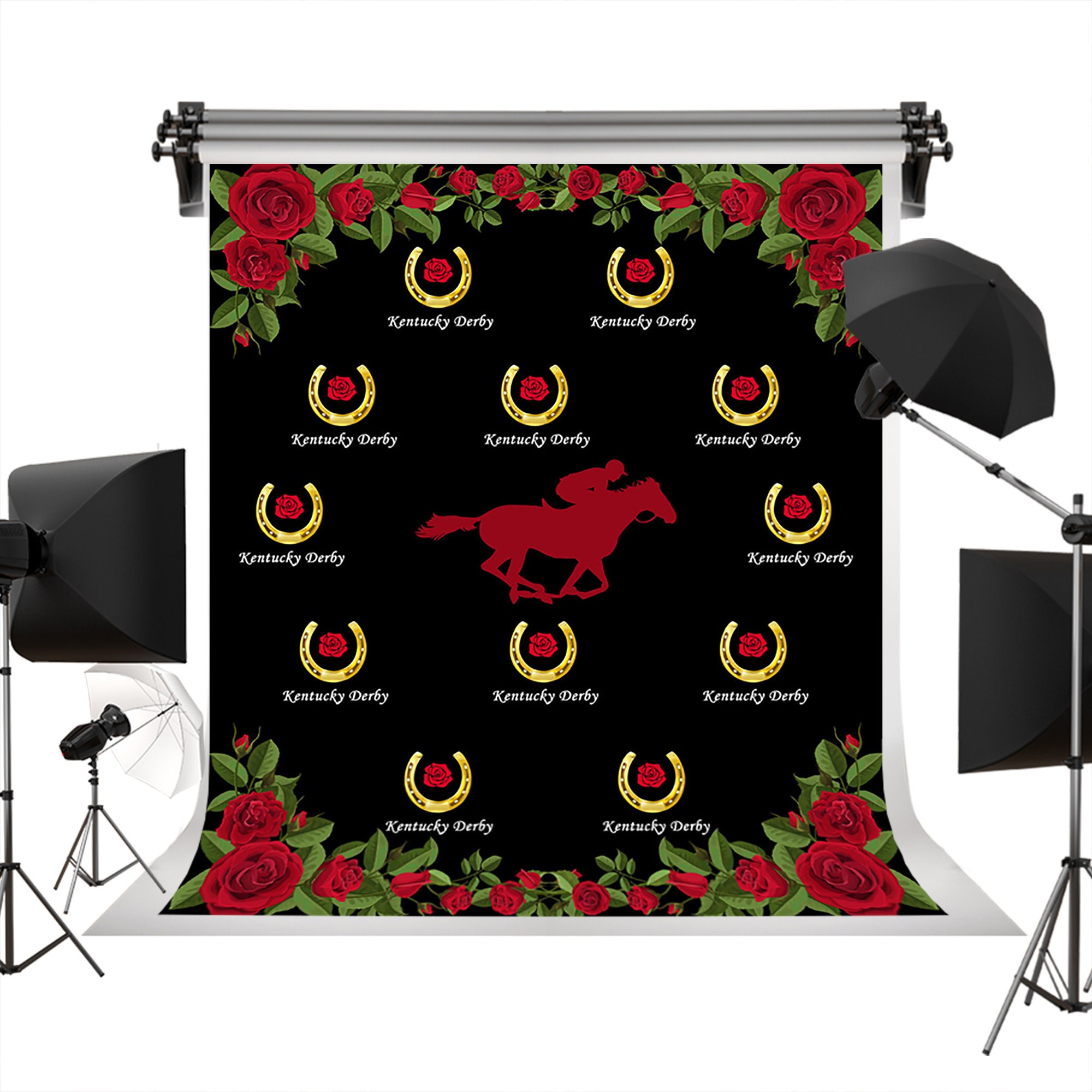 Kentucky Derby Horseshoes Backdrops Photography Red Rose Etsy