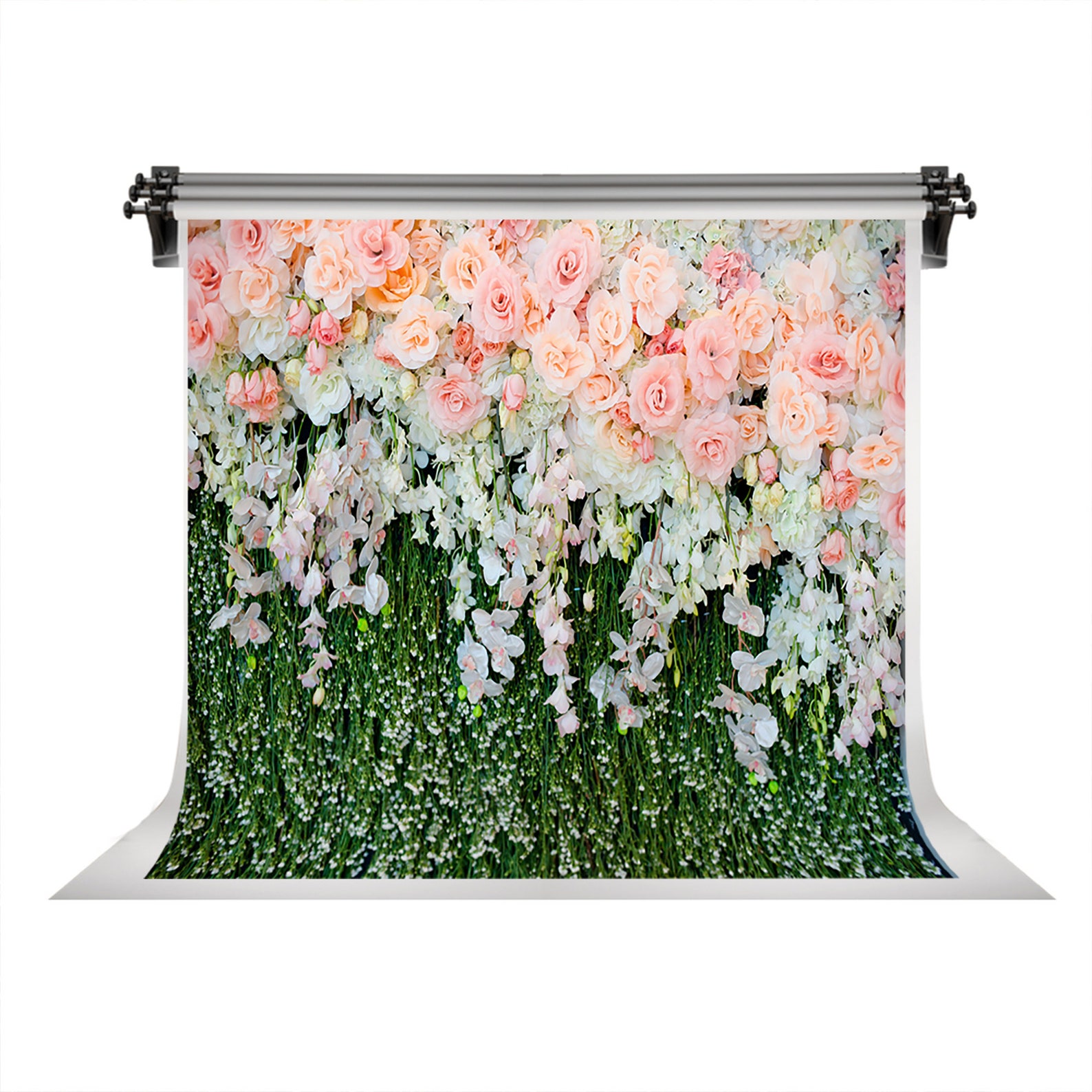 Pink Flowers and Green Wall Decoration Backdrops Photography Etsy