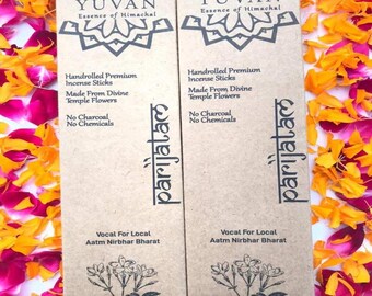 Yuvan Handmade Coral Jasmine Incense Sticks from India, Pack of Two, Yoga, Purifying, Meditation, No chemicals, No Charcoal, Agarbatti,