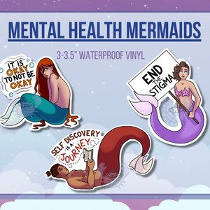 Mental Health Awareness Mermaid Stickers Decals Laptop Notebook - Assortment