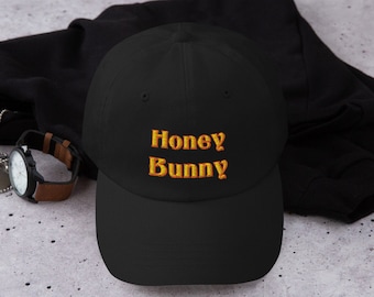 Honey Bunny Embroidered Tarantino's Pulp Fiction Cult Classic Inspired 70's Text Aesthetic Adjustable Baseball Dad Hat Cap