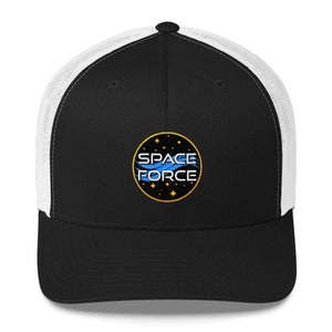 U.S. Space Force Embroidered Emblem Trucker Cap Hat Adjustable Vintage Retro Aesthetic Morale Patch-Style Logo Trump Hat Cap