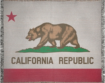 California Republic Woven Blanket Flag Banner | Made In the U.S.A. | 100% Cotton Woven Blankets Tapestry