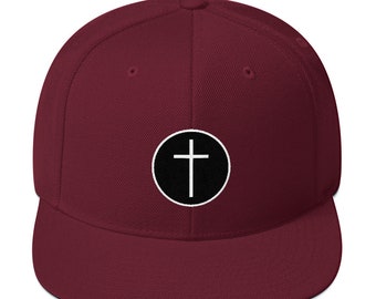 Cross of Jesus Christ Embroidered Patch-Style Classic Baseball Snapback Hat | Christian Faith Apparel Adjustable Snapback Cap