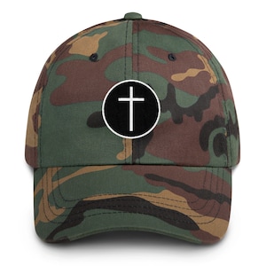 Cross of Jesus Christ Embroidered Patch-Style Baseball Dad Hat | 100% Chino Cotton Baseball Cap | Christian Faith Apparel Dad hat
