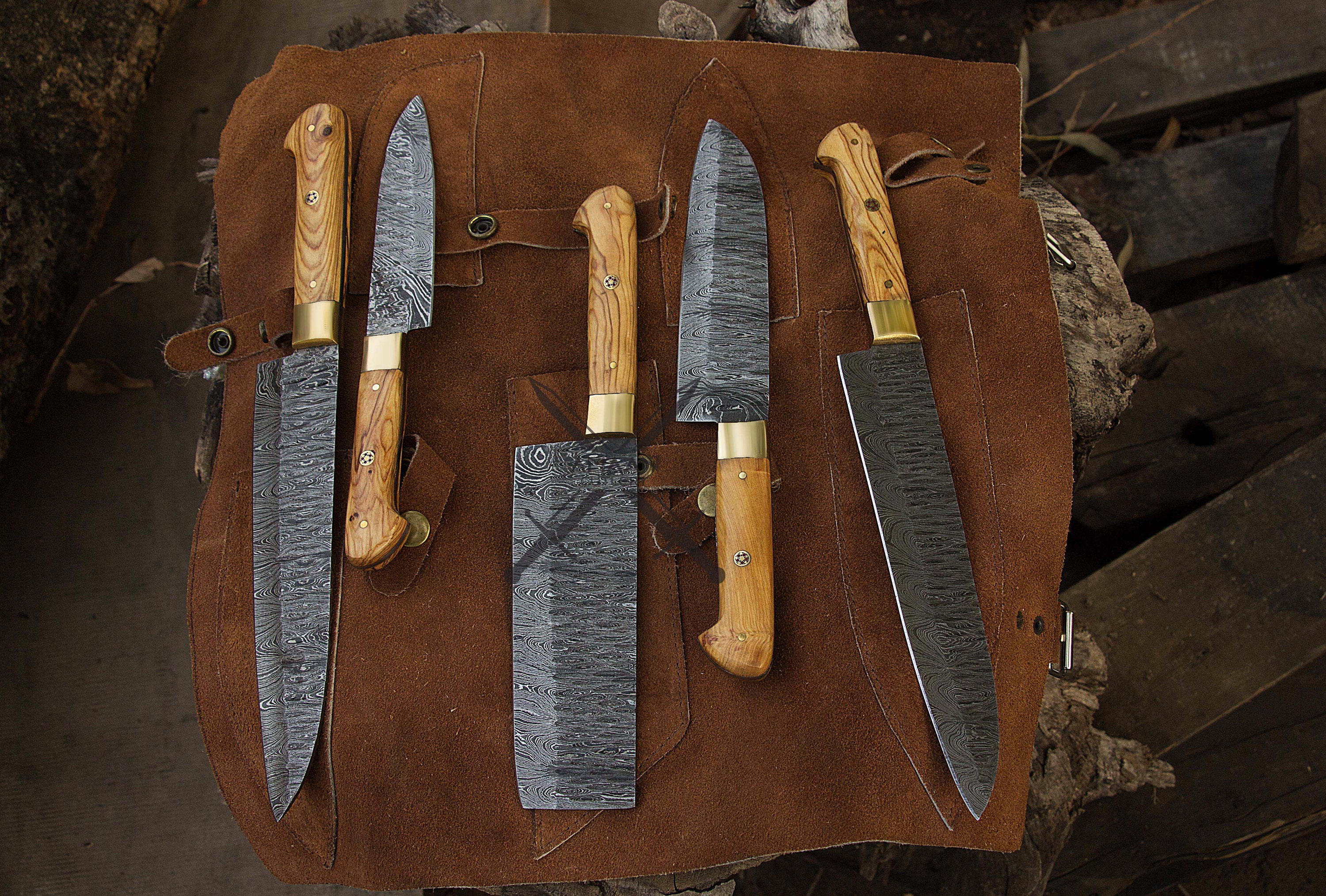 Chef knife set hand kitchen knives set of 5 Etsy