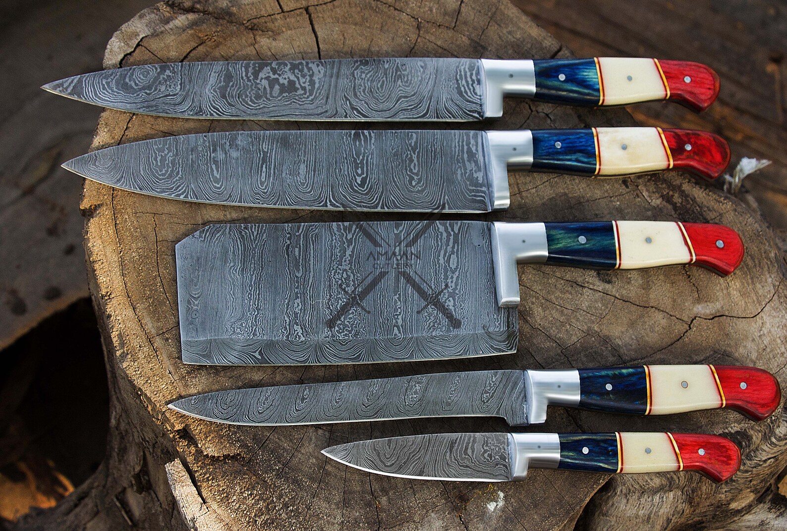 Chef knife set hand kitchen knives set of 5 Etsy