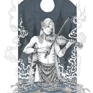 Horrific Myths: Nokken Illustration, Digital Print, Scandanavian Horror Monsters and Legends, Multiple Sizes