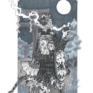 Horrific Myths: Jorogumo Illustration, Digital Print, Japanese Horror Monsters and Legends, Multiple Sizes