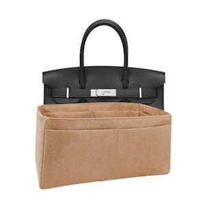 Custom order Birkin 30 Bag Organizer: Gold Faux Suede Purse Insert