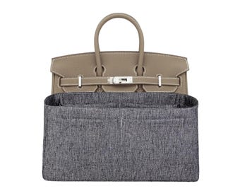 Birkin 25 Purse Organizer: Dark Gray Spandex, Lightweight Insert
