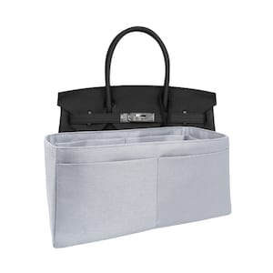 Organizzatore per borsa Birkin 30: finta seta blu argento, inserto leggero, sottile, brillante lucentezza, forma trapezoidale, robusto, regalo per donna, Meenda