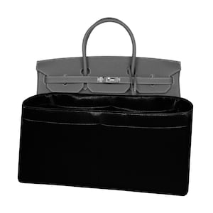 Organizador de bolso para Birkin 35, Satén Premium Meyer Negro, fino, ligero, suave, liso, textura sedosa, flexible, Regalos, Meenda