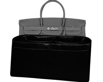 Purse Organizer for Birkin 35: Black Satin Lightweight Insert