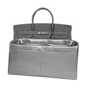 Organizador de bolso para Birkin 35, Gris Gris Meyer Premium Satin, fino, ligero, suave, liso, textura sedosa, flexible, Regalos, Meenda