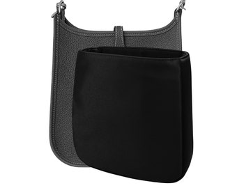 Evelyne 16 TPM Organizer, Purse insert for Handbag, Black Duchess Satin Fabric, Elegant and Lustrous, Lightweight, Women Gifts