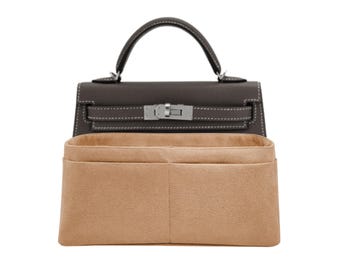 Pedido personalizado del organizador de bolsos Kelly 25 Sellier: Gamuza sintética, ligero, seleccione el color.