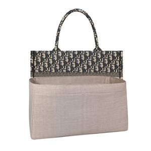 Custom order Handmade Beige Cotton Linen Tote Organizer Insert: Fits Di.or Book Tote Medium