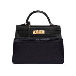 Geldbörse Organizer für Mini Kelly, Black Premium Satin Fabric, dünn, leicht, weich, glatt, seidige Textur, flexibel, Geschenk für Frauen, Meenda