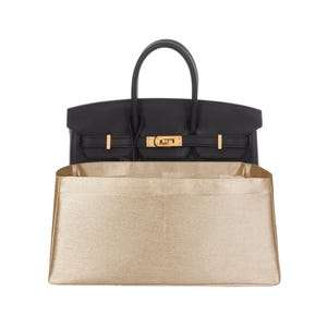 Purse organizer for Birkin 25: Beige Faux Silk, Lightweight, Sturdy