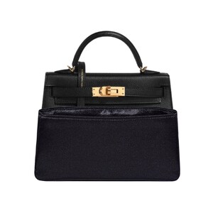 Geldbörse Organizer für Mini Kelly, Black Premium Satin Fabric, dünn, leicht, weich, glatt, seidige Textur, flexibel, Geschenk für Frauen, Meenda