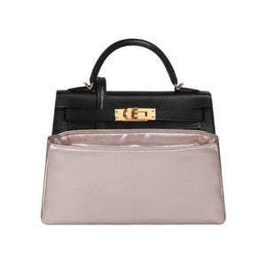 Organizador de bolso para Mini Kelly, tela satinada premium rosa beige, fina, ligera, suave, lisa, textura sedosa, flexible, regalos, Meenda