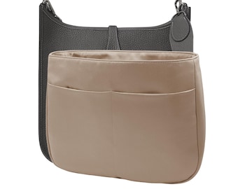 Purse Organizer for Evelyne 29 PM: Dark Beige Duchess Satin, Handmade