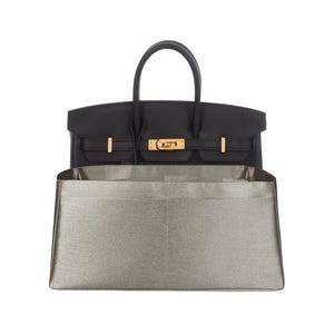 Purse organizer for Birkin 25: Gray Gold Faux Silk, Lightweight Insert, Sturdy