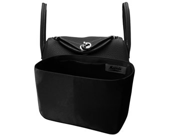 Orden personalizada Lindy Mini bolso organizador, tela de seda sintética italiana negra, ligero, brillante, delgado, regalo para las mujeres, Meenda