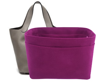 Picotin 18 insert, Purse Organizer Insert, Purple Faux Suede Fabric, Soft and Smooth Lightweight, Sturdy, Gift for Women, Meenda